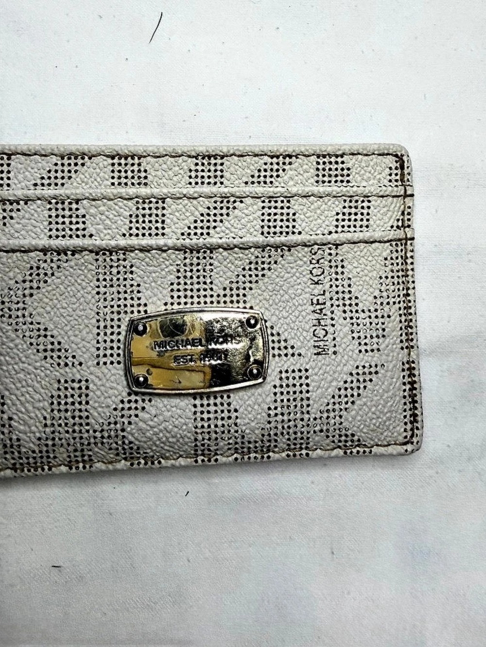 Michael Kors Signature MK Card Holder | White/Cream | Well Loved